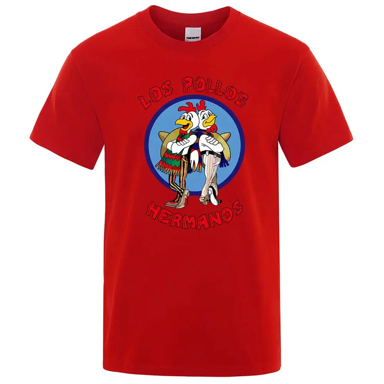 LOS POLLOS Hermanos Funny Printed T-Shirt Men Fashion Casual Short Sleeves Summer Cotton Breathable Tshirt Chicken Brothers Tee SHOPEZRA L.L.C.