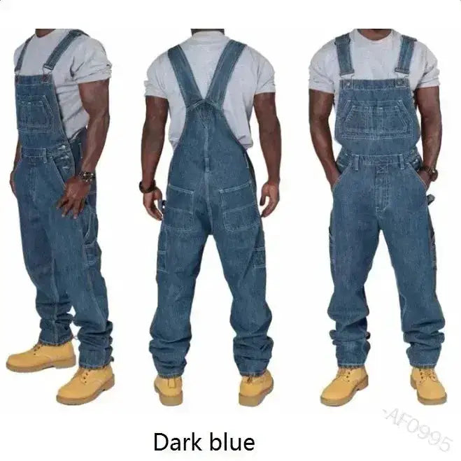 Mens Jeans 2024 Overalls Men Pockets Casual Loose Long Denim Pants Slim Splice Straight Rompers Autumn Plus Size Long Jeans Men by Dropshipman
