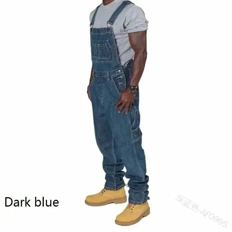 Mens Jeans 2024 Overalls Men Pockets Casual Loose Long Denim Pants Slim Splice Straight Rompers Autumn Plus Size Long Jeans Men by Dropshipman