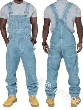 Mens Jeans 2024 Overalls Men Pockets Casual Loose Long Denim Pants Slim Splice Straight Rompers Autumn Plus Size Long Jeans Men by Dropshipman