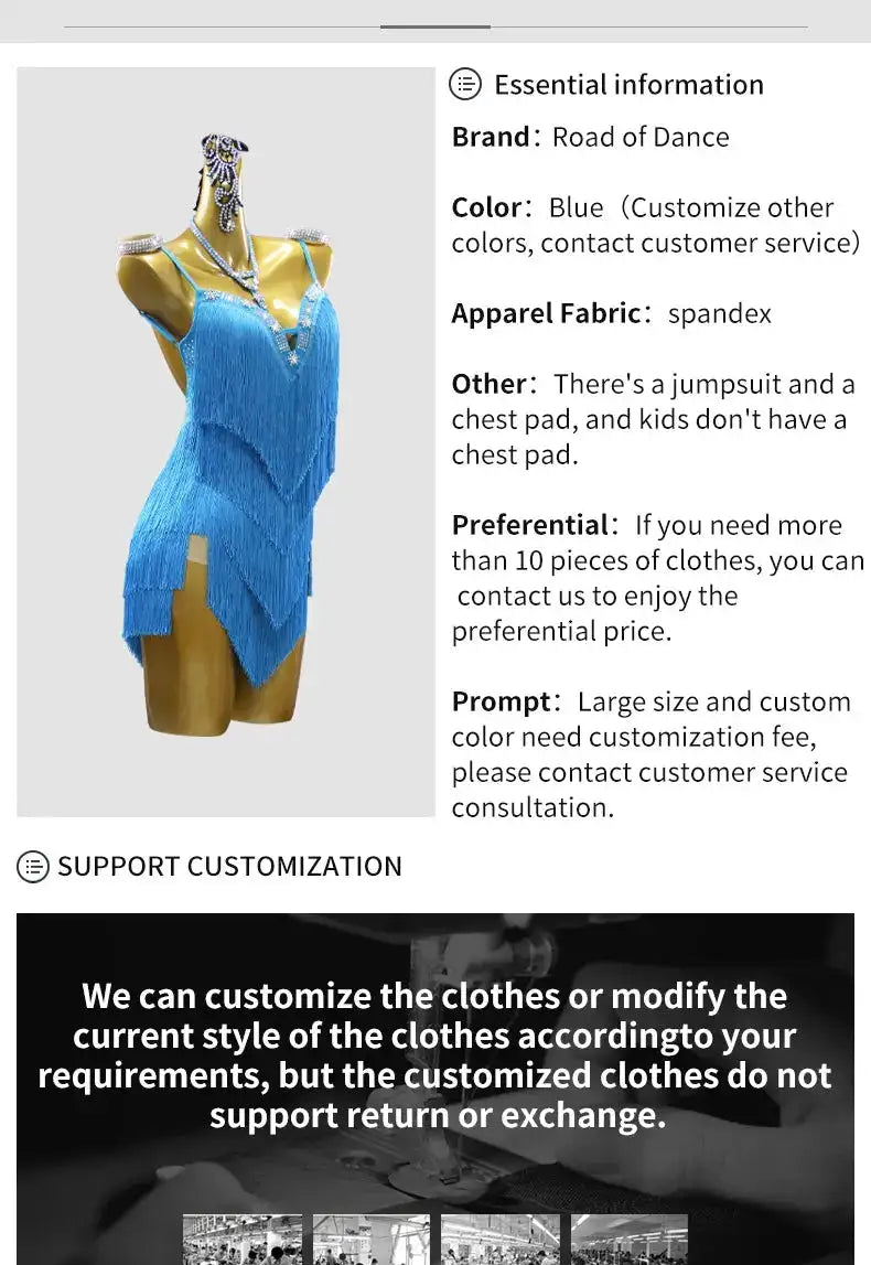 Dress For Dancing Female Dance Suit Evening Dress Latin Competition Costume 2026 Elegant Party Wear Sports Fringed Clothes by Dropshipman
