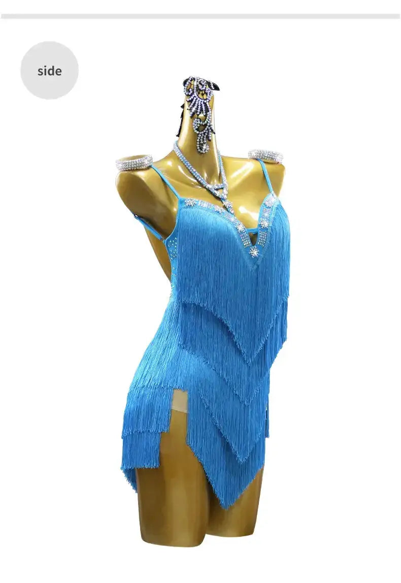 Dress For Dancing Female Dance Suit Evening Dress Latin Competition Costume 2026 Elegant Party Wear Sports Fringed Clothes by Dropshipman