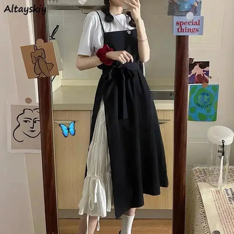 Dress Women Summer Fashion Spaghetti Strap College Sweet Casual Japanese Style Streetwear Lace-up Female Soft High Waist Vintage by Dropshipman