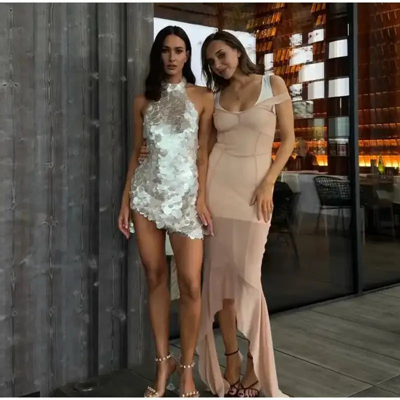 Mesh Overlay Lace Hem Slip Midi Dress Slim Spaghetti Strap Sheer 2026 Summer Elegant Women Bodycon Dress Retro Date Lady Gown by Dropshipman