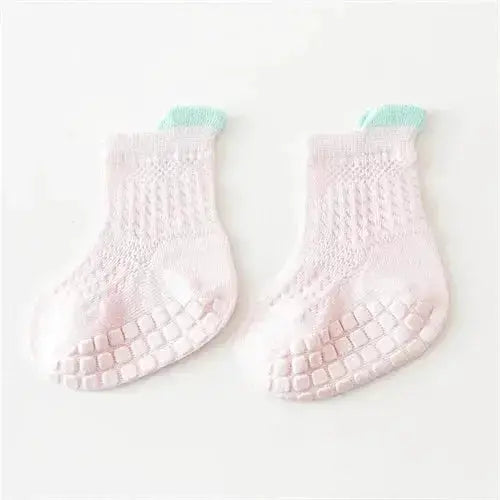 3pairs/lot RAISE 6 Colored Non-slip Baby Girl Sock Breathable Thin Infant Girl Cotton Socks Kids Mesh Socks Children&