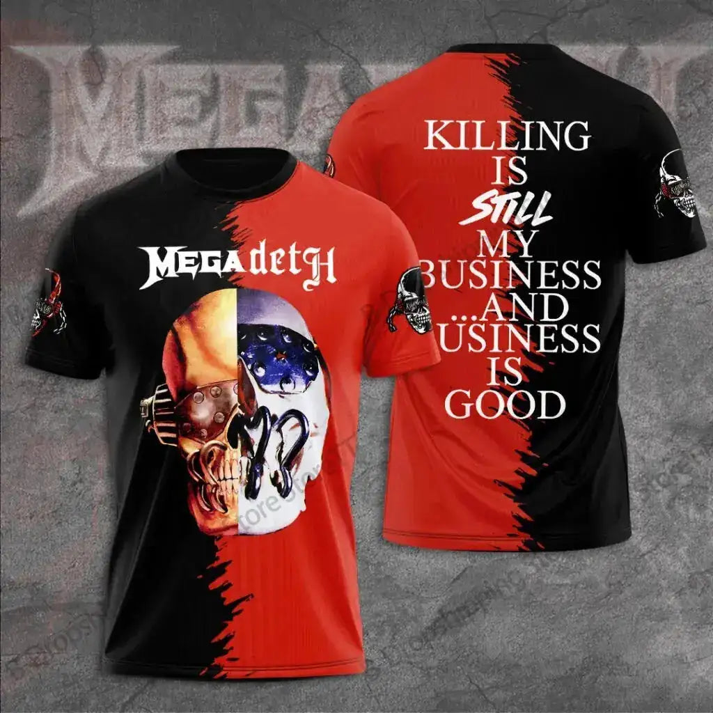 Mens T Shirt Rock Megadeth Band 3D Print T-shirt Men Fashion Short Sleeve Tops Tees Kids Clothing Punk Hip Hop Harajuku Tops by Dropshipman