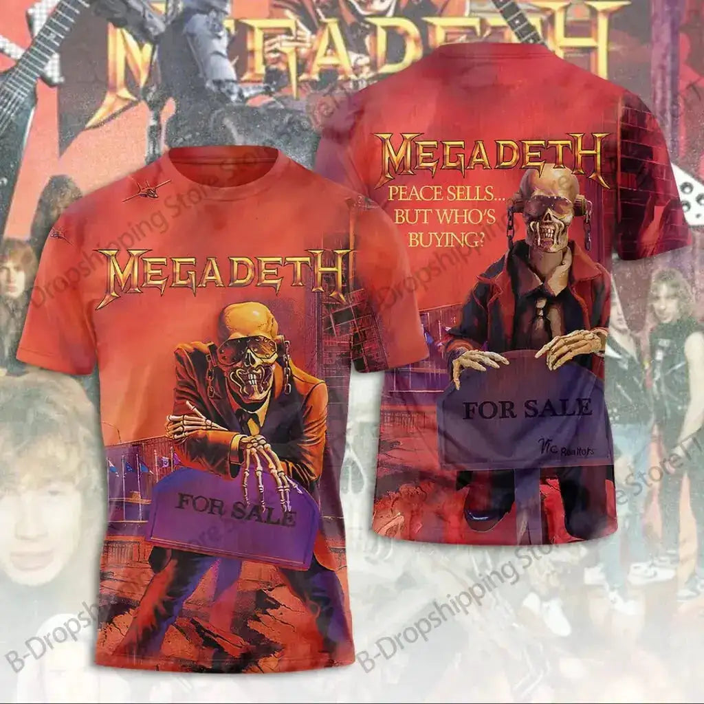 Mens T Shirt Rock Megadeth Band 3D Print T-shirt Men Fashion Short Sleeve Tops Tees Kids Clothing Punk Hip Hop Harajuku Tops by Dropshipman