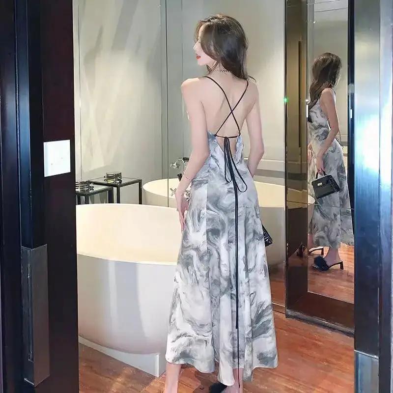 Elegant Socialite High Waist Sling dress Summer 2023 New French Backless Design Chic Midi Dress by Dropshipman
