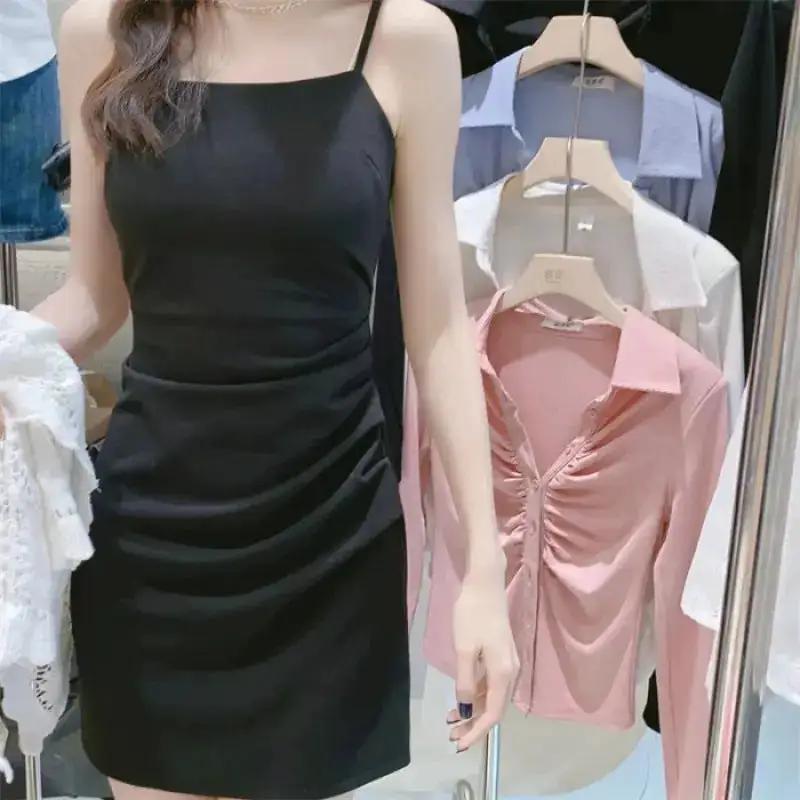 Strappy Dress 2026 Summer New Style Waist-Cinching Slimming Dress for Women, Covering the Body, Elegant, Sexy, Solid Color Bodycon Dress by Dropshipman