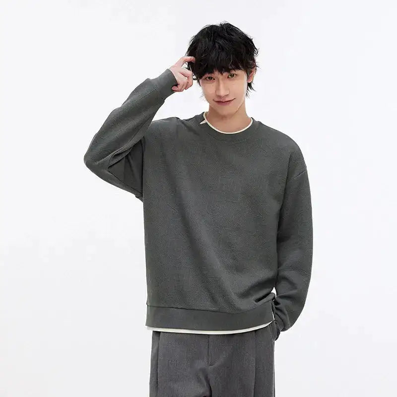 Semir Hoodie Men Color Block Fake Two Piece 2025 Autumn New Textured Letter Jacquard Casual Top by Dropshipman