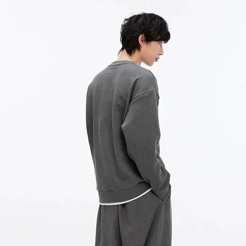 Semir Hoodie Men Color Block Fake Two Piece 2025 Autumn New Textured Letter Jacquard Casual Top by Dropshipman