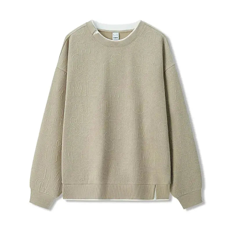 Semir Hoodie Men Color Block Fake Two Piece 2025 Autumn New Textured Letter Jacquard Casual Top by Dropshipman