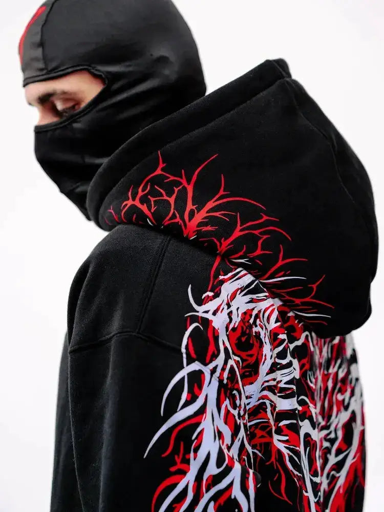 Y2K Gothic Reflective 444 Print Hoodie Men Women Harajuku Streetwear Oversized Black Hooded Sweatshirt Hip Hop Pullover Tops New by Dropshipman
