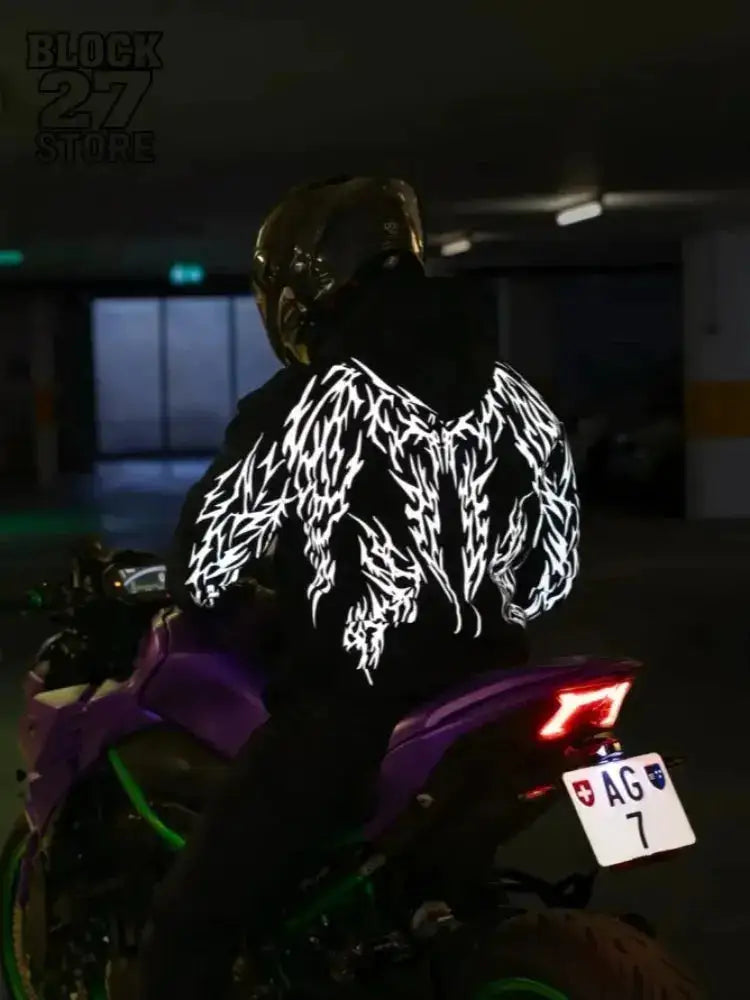 Y2K Gothic Reflective 444 Print Hoodie Men Women Harajuku Streetwear Oversized Black Hooded Sweatshirt Hip Hop Pullover Tops New by Dropshipman