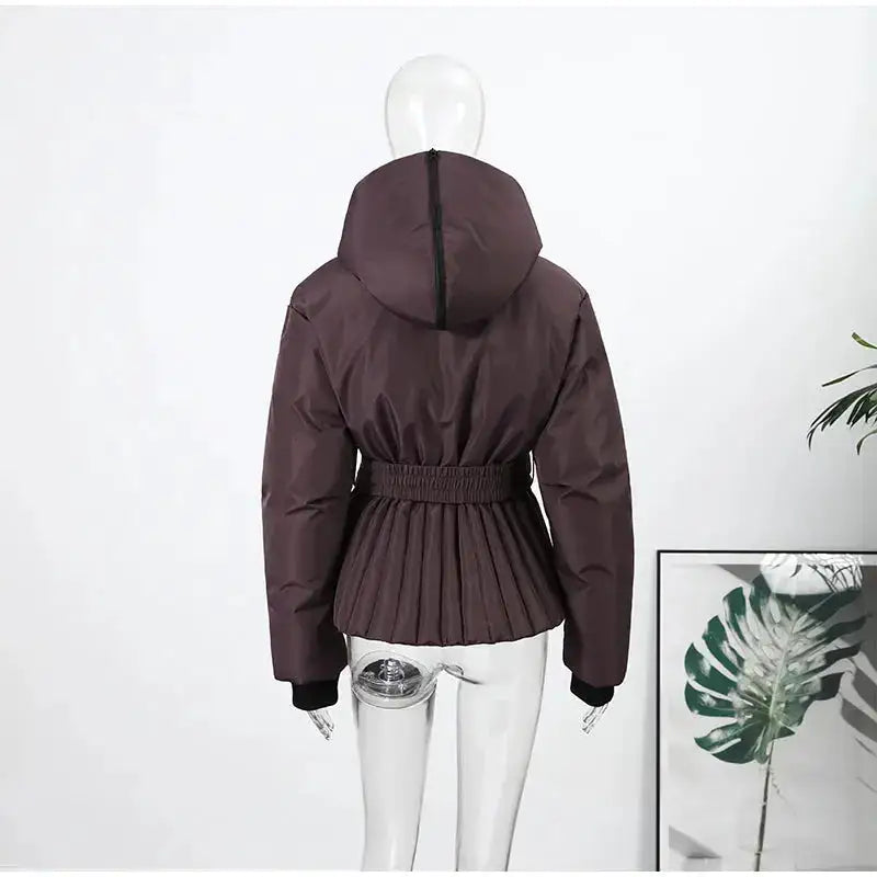 Women Fur Collar Hooded Skiwear Fashion Solid Thicken Zipper High Waist Slim Outdoor Overalls Jumpsuit Lady Winter Outwear by Dropshipman