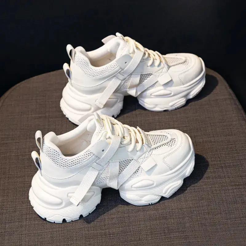 Thick-Soled Dad Shoes for Women 2025 Summer New Versatile Height-Increasing Breathable Mesh Sports Casual Shoes Platform Heel by Dropshipman