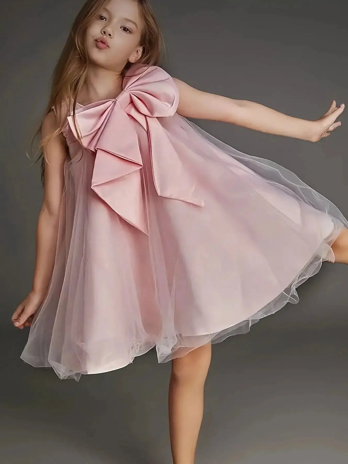 Big Bow Girl Dress Cute Girl Birthday Party Dress Wedding Flower Girl Dress Washing Dress Holy Communion Dress by Dropshipman