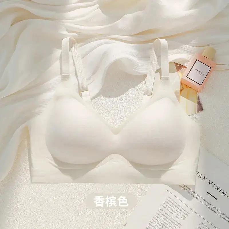 Summer Breathable Large Size Underwear Anti-Sagging Thin Push-Up Jelly Underwear Upper Support Breast Fixed Cup Women&