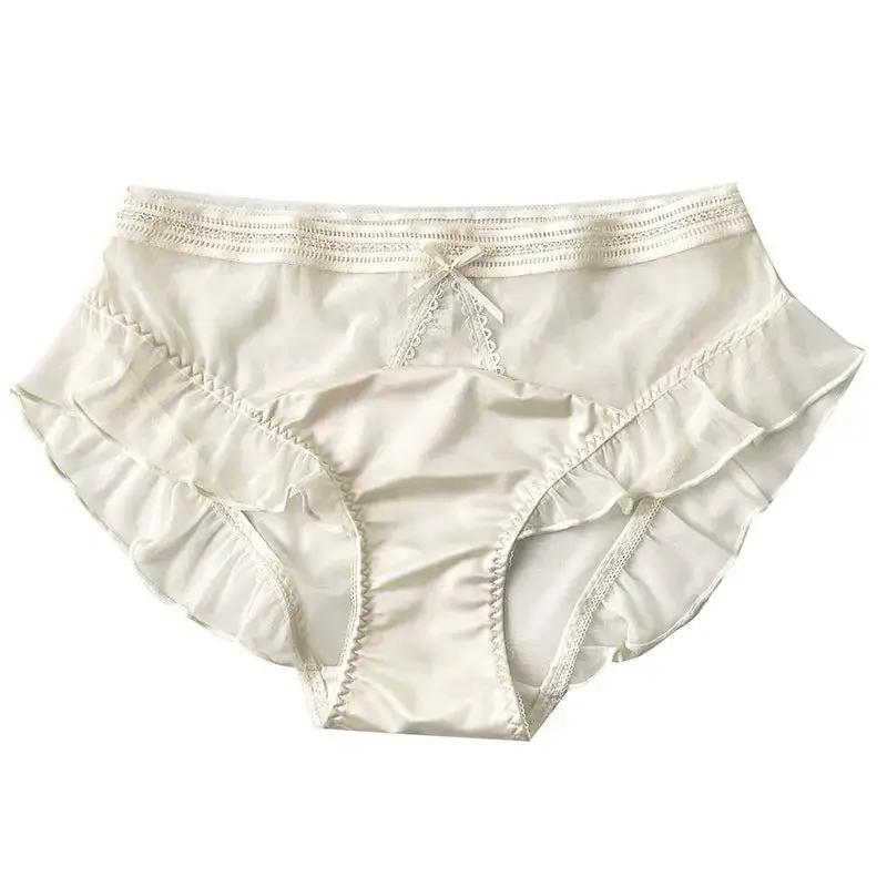 New recommend pure sexy lace translucent underwear mesh ruffled women&