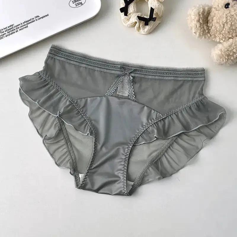 New recommend pure sexy lace translucent underwear mesh ruffled women&