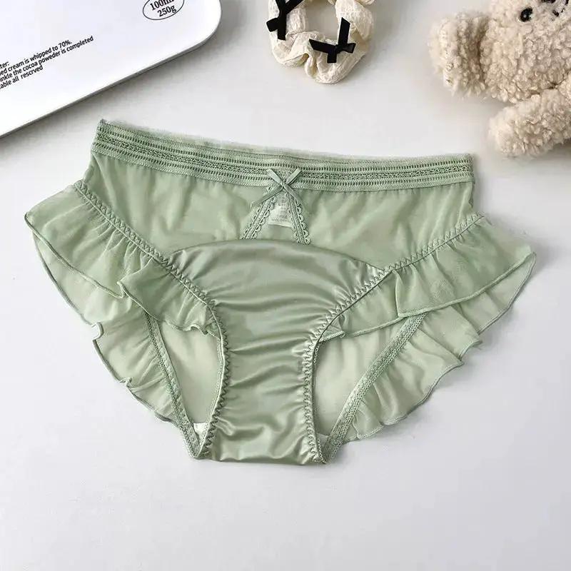 New recommend pure sexy lace translucent underwear mesh ruffled women&