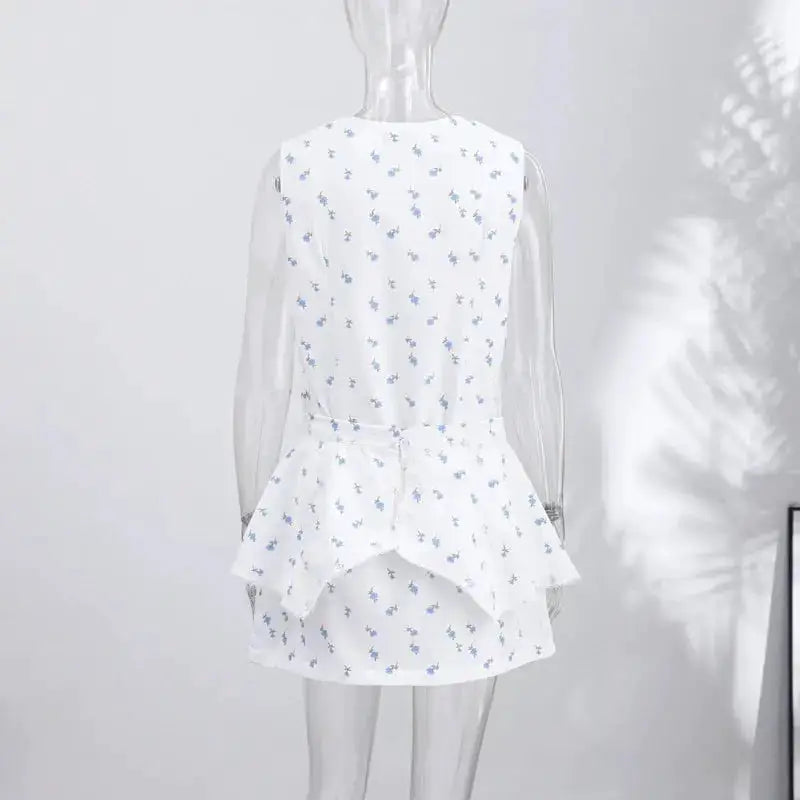 Casual Printed Mini Dress Women Full Sleeve Button V-neck Lady Short Dresses Waist Tape 2026 Spring Summer Female Robe Beach by Dropshipman