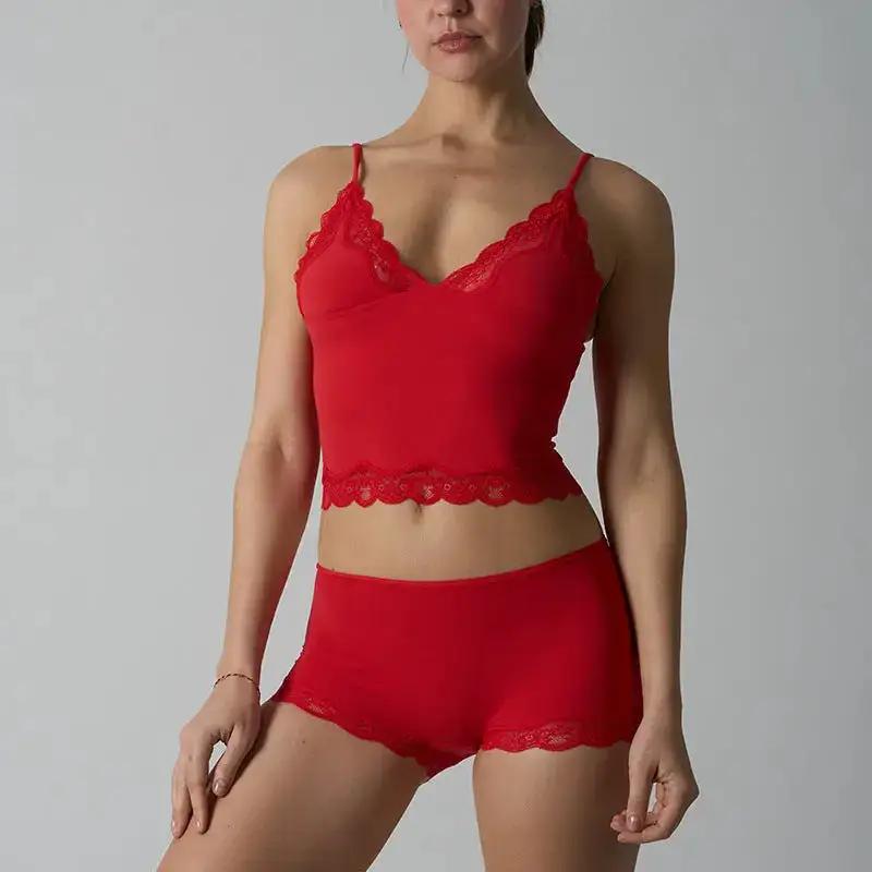 FIT EVERYBODY LACE SET Lace suit Lightweight Lace Triangle Strap Boxer Lace Underwear Women by Dropshipman