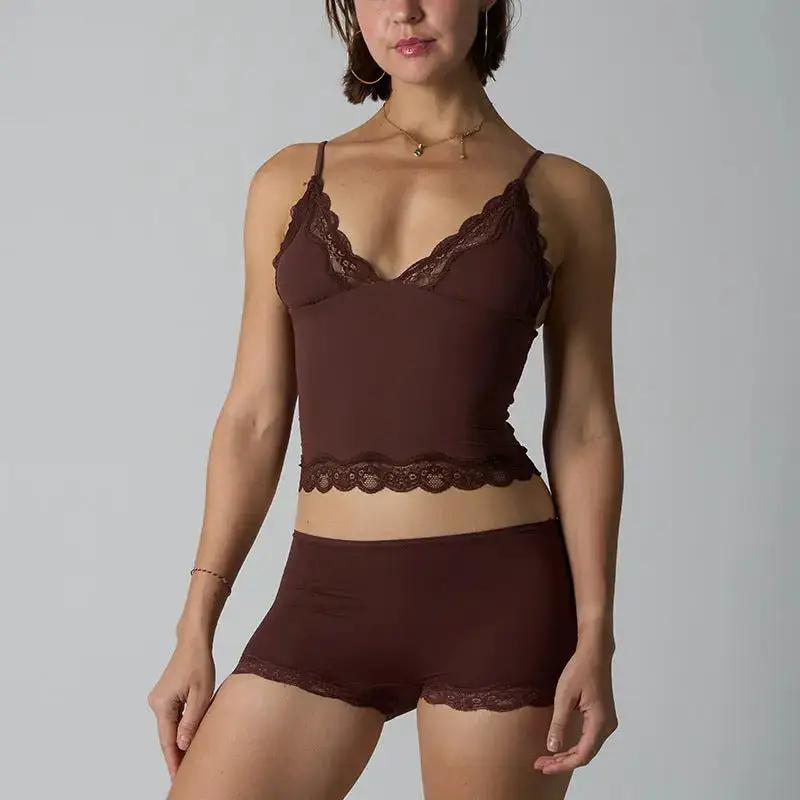 FIT EVERYBODY LACE SET Lace suit Lightweight Lace Triangle Strap Boxer Lace Underwear Women by Dropshipman