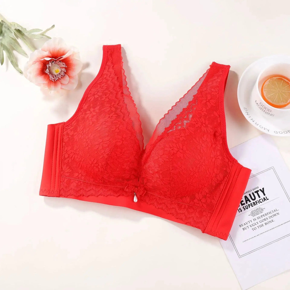 Thin Upper and Thick Lower Non-magnetic New Style Comfortable Underwear without Steel Rings for Women Gathering and Tucking Paramilis Skin-friendly Breathable Adjustable Bra by Dropshipman