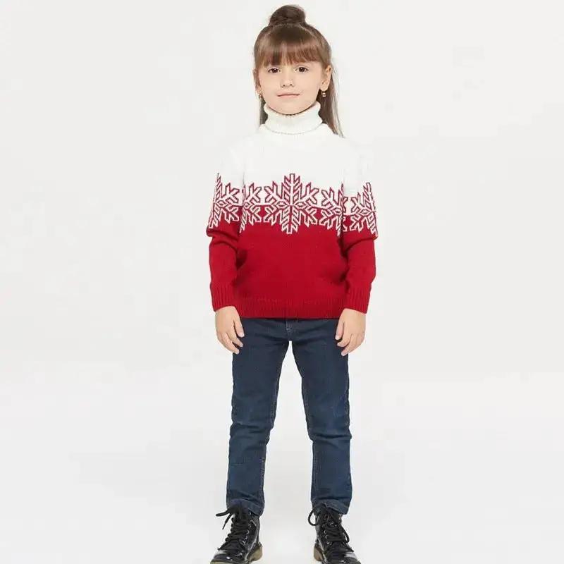 Amazon New Christmas Family Clothes Jacquard Turtleneck Sweater Christmas Clothing in stock Wholesale by Dropshipman