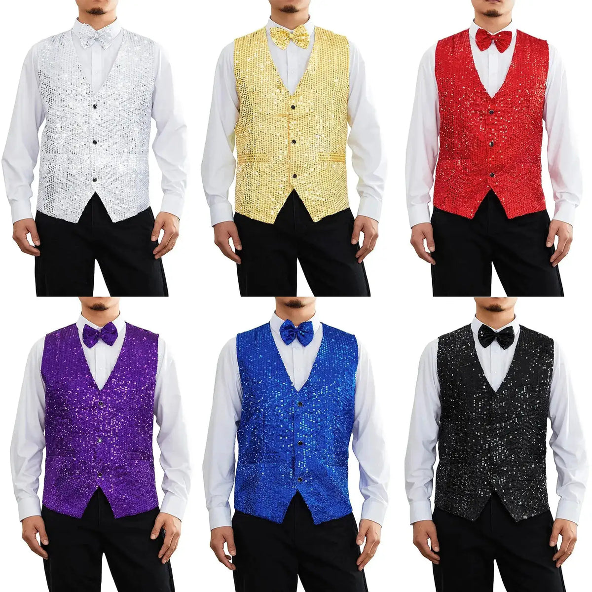 New Design Men Sequins Pattern Glitter Embellished V-neck Blazer Vest Male Evening Party Suits Plus Size hot by Dropshipman