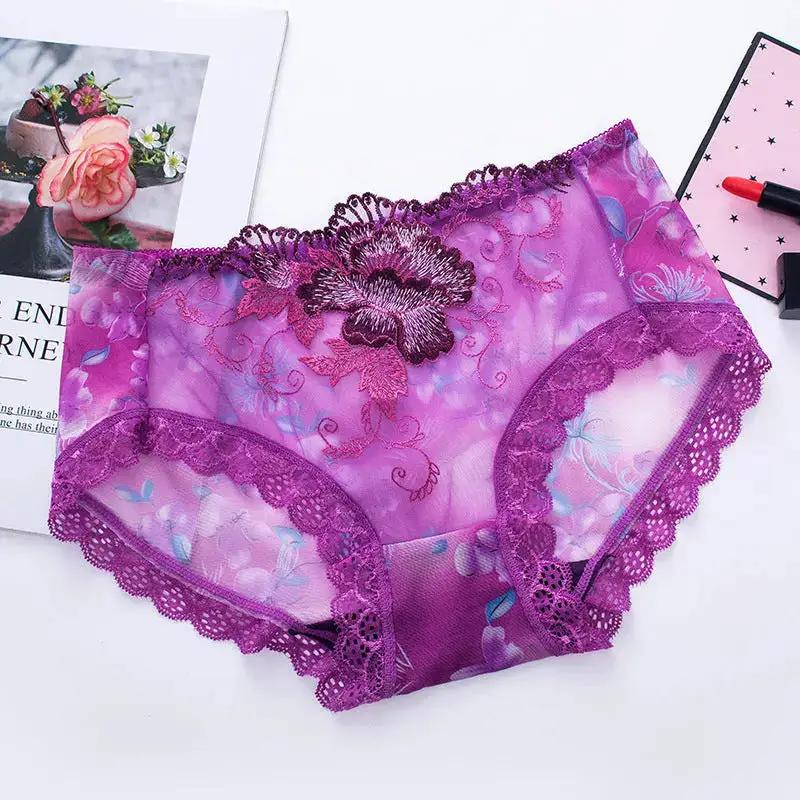New Ladies Lace Underwear Semi-transparent Lightweight Mesh Breathable Pure Sexy Style Comfortable chubby girl plus size Underwear by Dropshipman