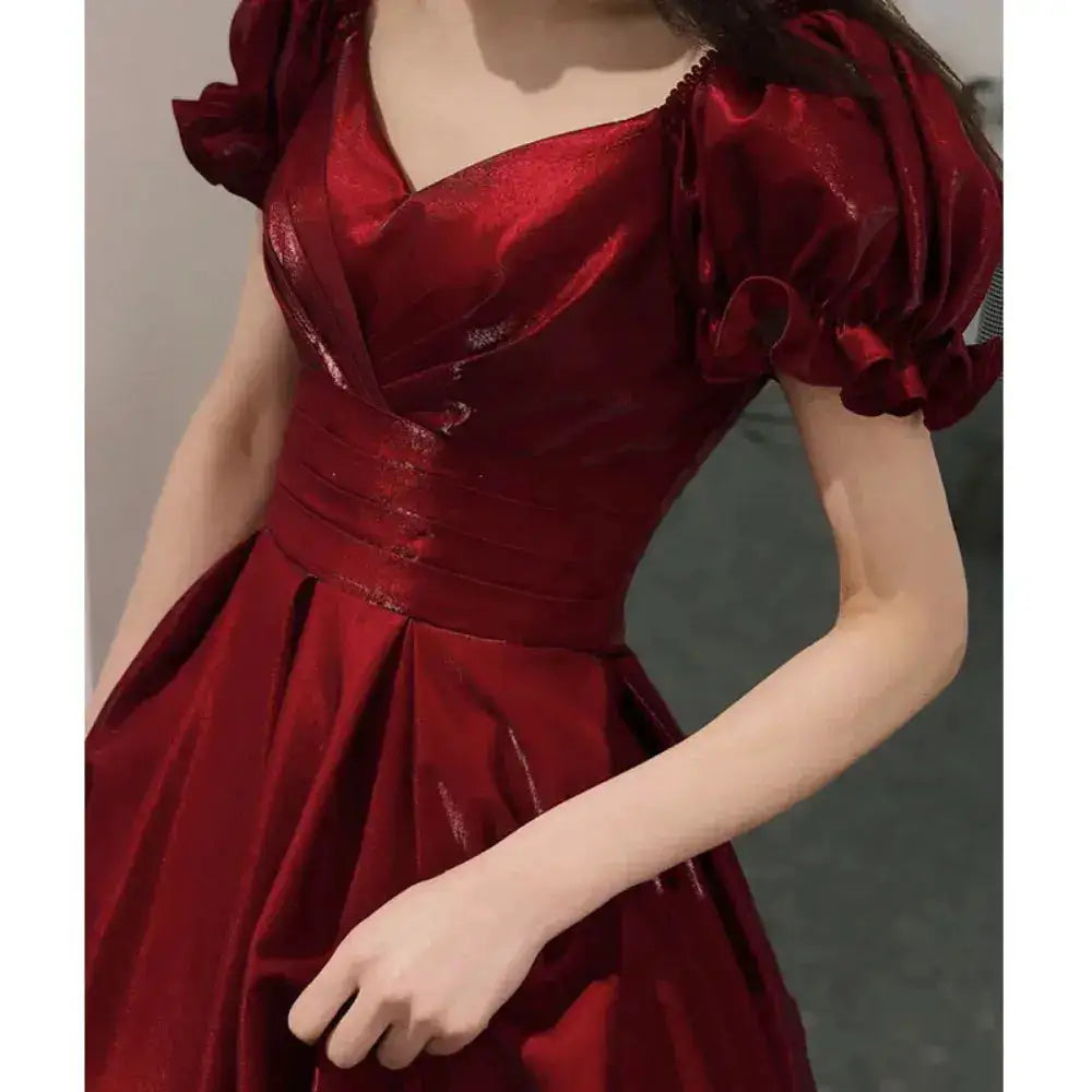 Evening Dress Red Bridal Toast Wear New V-neck Sexy Short Sleeve Long Skirt Backless Dinner Dresses Formal Dress Women Elegant by Dropshipman