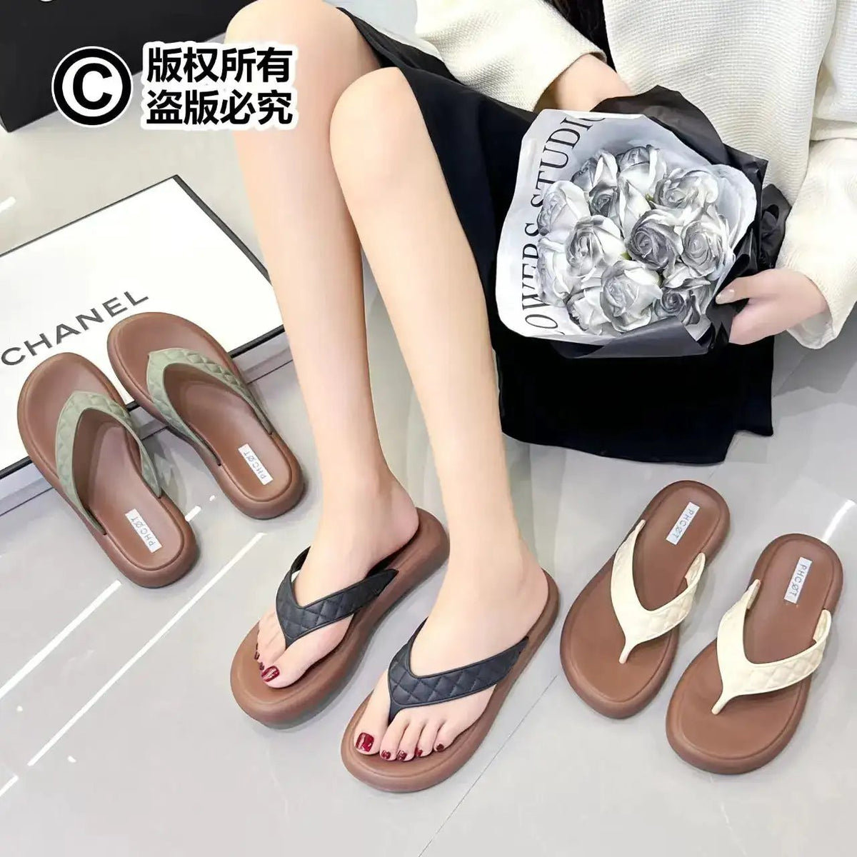 Xinyi Beauty Flip-Flops for Women, Fashionable Outdoor Summer Sandals, Korean Style, Simple Non-Slip Thong Sandals for Students, Beach Flip-Flops by Dropshipman