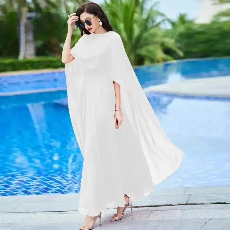 Shawl Dress Suit/Sun Protection Women Chiffon Dress Mother And Dress Two Piece Suit Bohemian Big Swing Long Dress Holiday Dress by Dropshipman