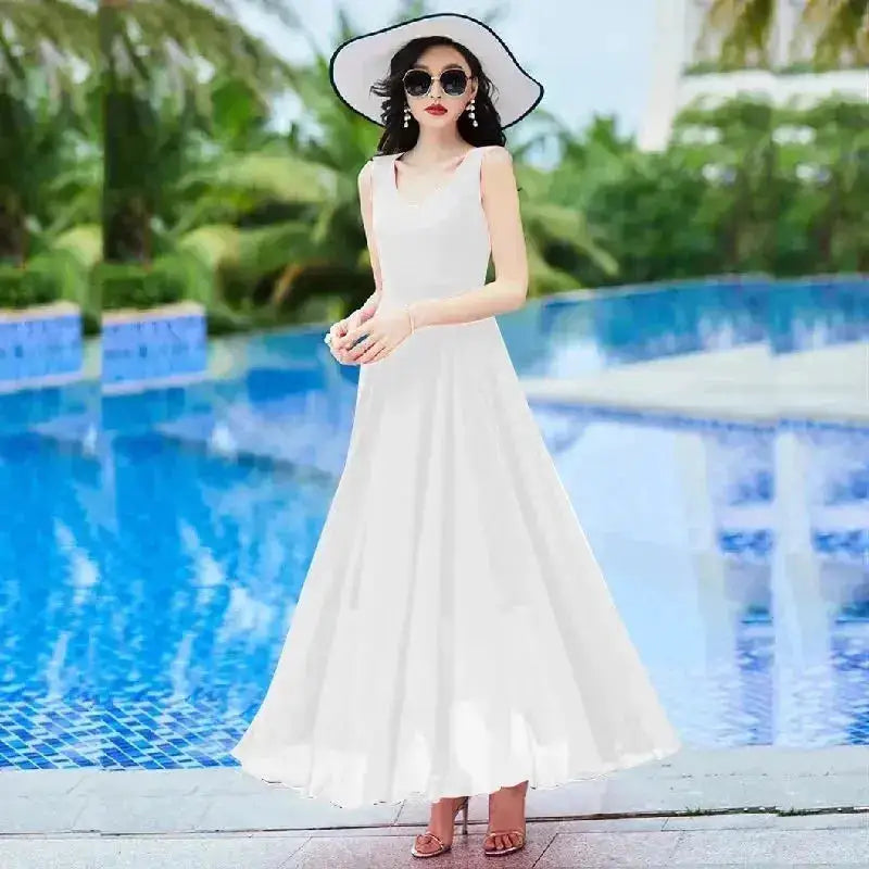 Shawl Dress Suit/Sun Protection Women Chiffon Dress Mother And Dress Two Piece Suit Bohemian Big Swing Long Dress Holiday Dress by Dropshipman