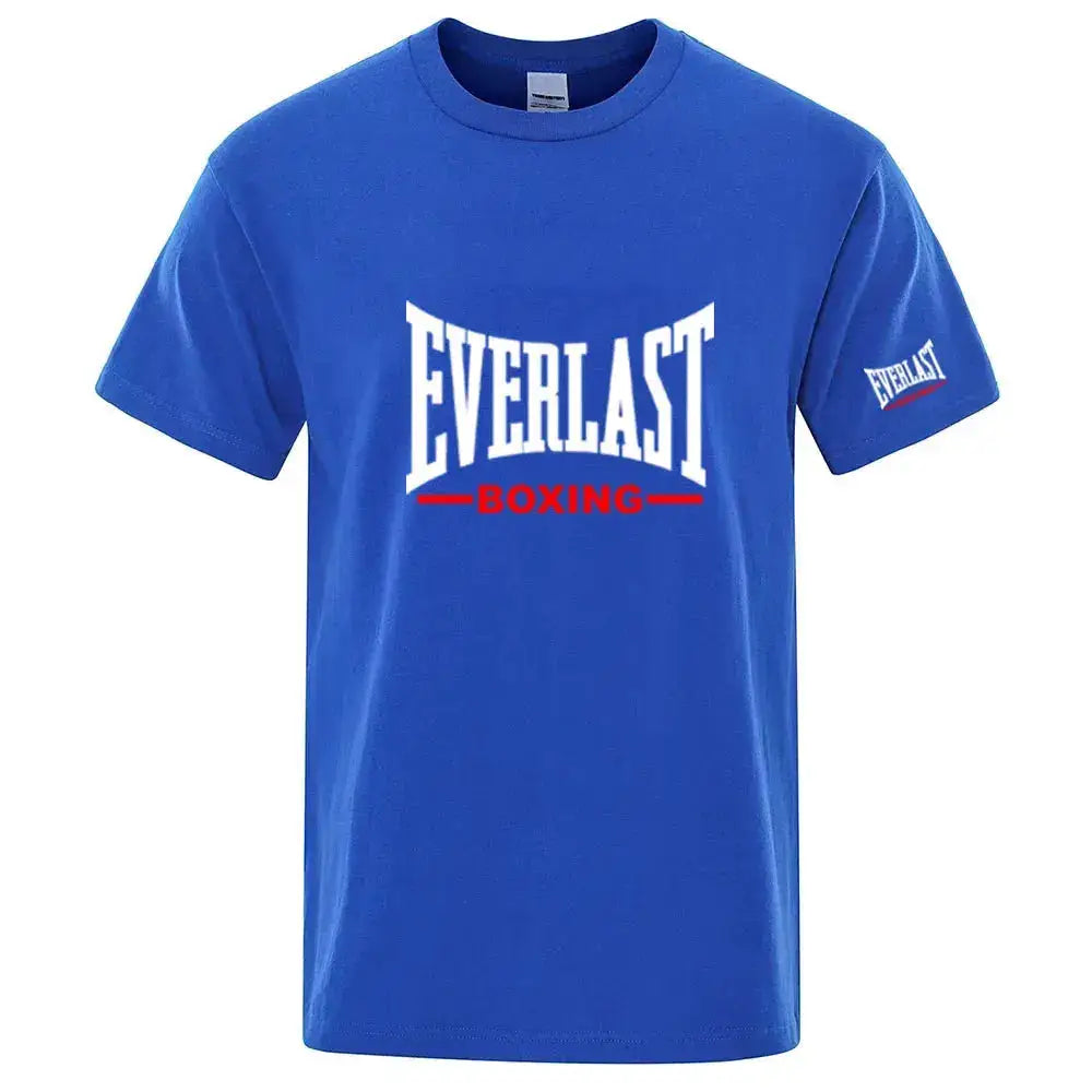 EVERLAST Boxing Logo Graphic T-Shirt Men Black Crew Neck Short Sleeve Casual Sports Training Streetwear Top by Dropshipman