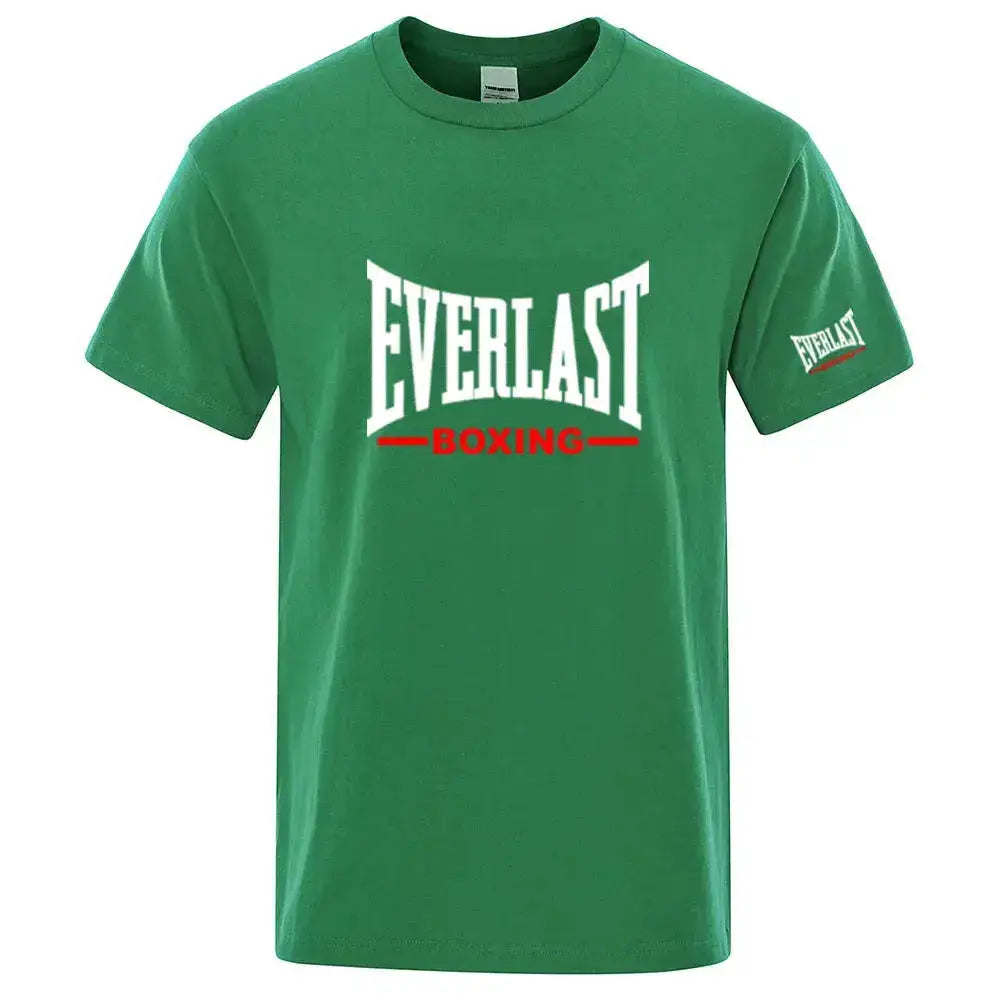 EVERLAST Boxing Logo Graphic T-Shirt Men Black Crew Neck Short Sleeve Casual Sports Training Streetwear Top by Dropshipman