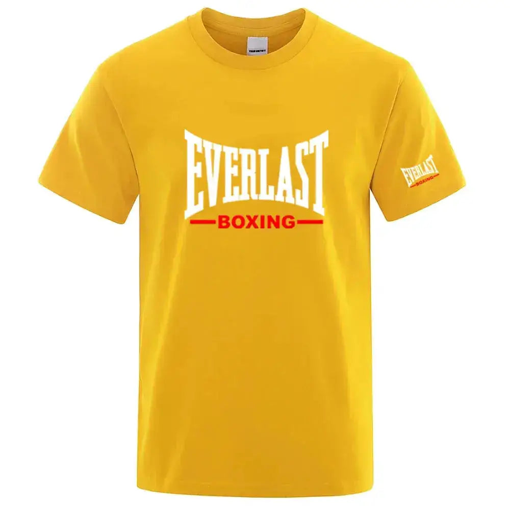 EVERLAST Boxing Logo Graphic T-Shirt Men Black Crew Neck Short Sleeve Casual Sports Training Streetwear Top by Dropshipman