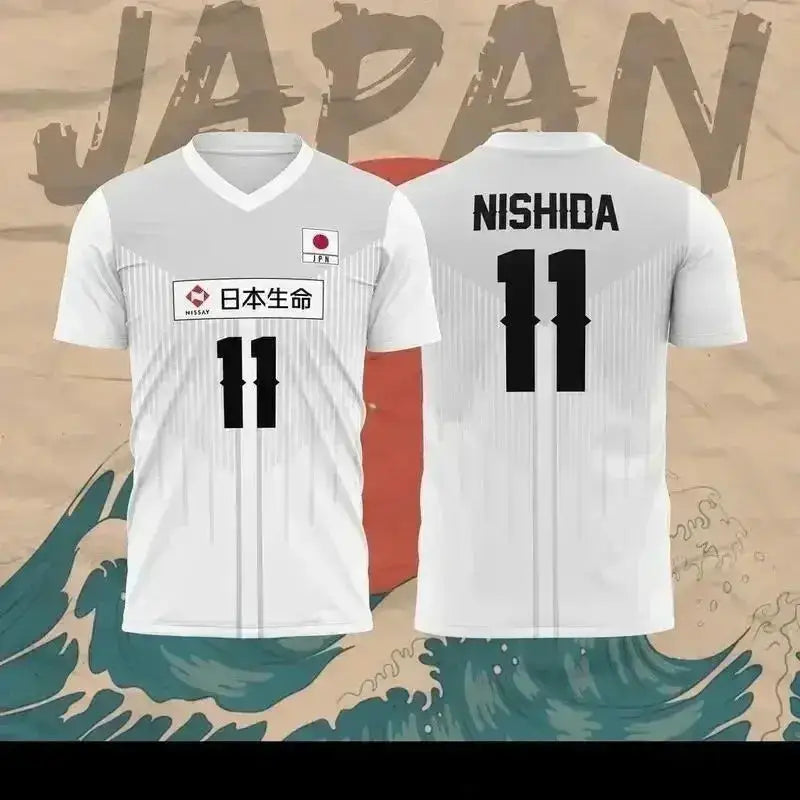 Japan National Volleyball Team Yuji Nishida No.1 Jersey Men Women Breathable Quick Dry Sports T-Shirt by Dropshipman