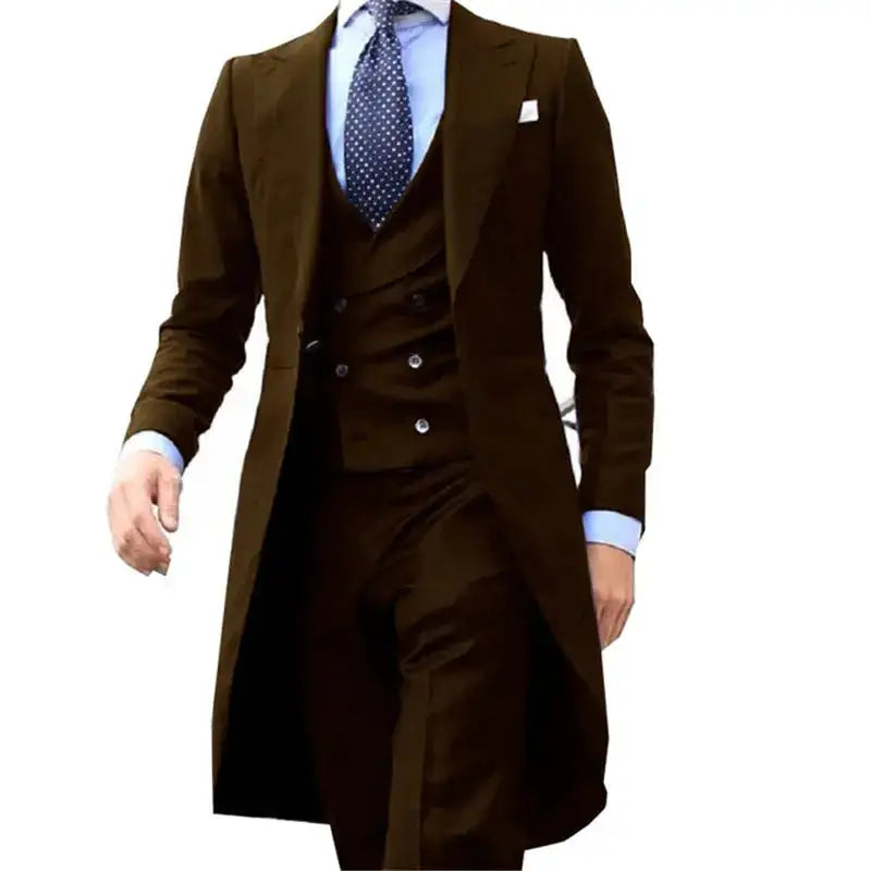 Royal Blue Long Tail Coat 3 Piece Gentleman Man Suit Smoking Da Sposo Moda Maschile Per Giacca Da Ballo Da Sposa Gilet Con by Dropshipman