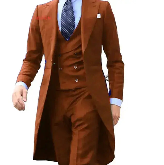 Royal Blue Long Tail Coat 3 Piece Gentleman Man Suit Smoking Da Sposo Moda Maschile Per Giacca Da Ballo Da Sposa Gilet Con by Dropshipman