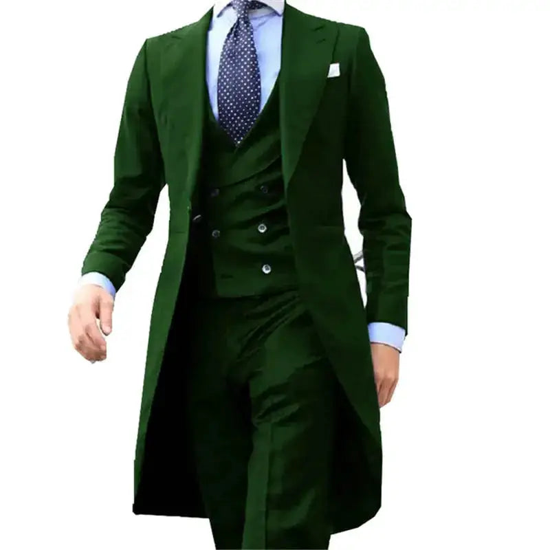 Royal Blue Long Tail Coat 3 Piece Gentleman Man Suit Smoking Da Sposo Moda Maschile Per Giacca Da Ballo Da Sposa Gilet Con by Dropshipman