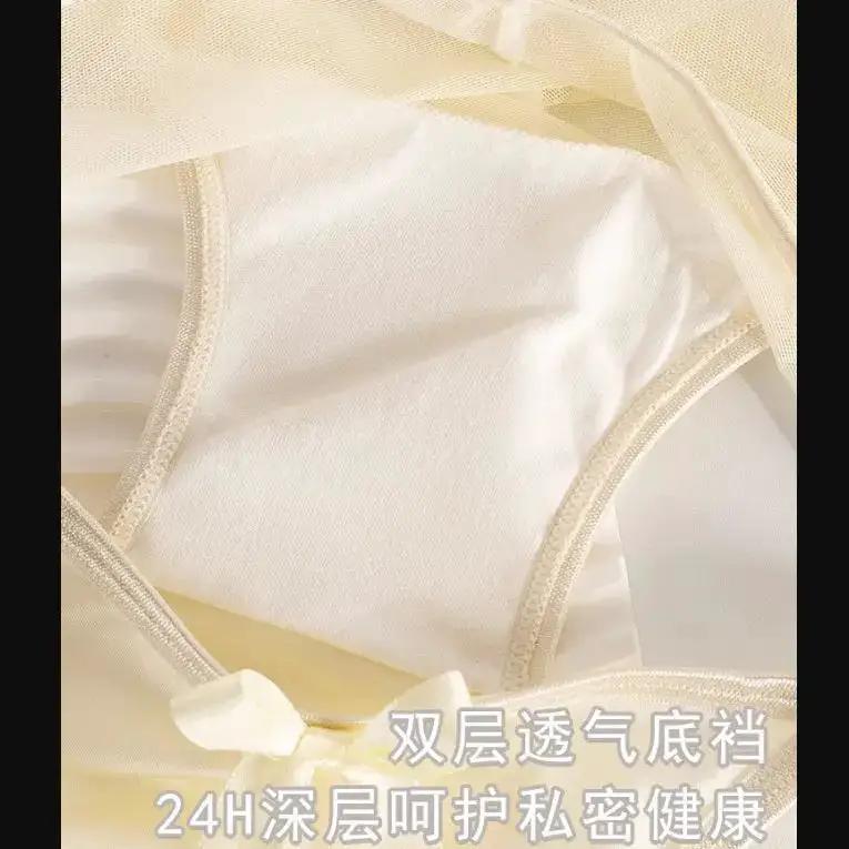 Pure French Style Sexy Lace Mesh Bow Underwear Women&