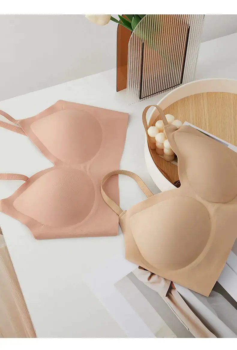 Liquid Foundation Seamless Underwear Jelly Soft Support Semi-fixed Cup No Steel Ring Breathable Comfortable Naked Women&