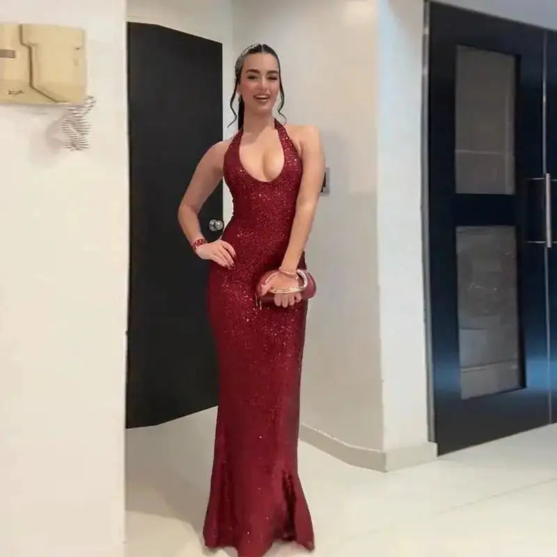 Sexy Shiny Sequined Mesh Club Evening Party Dresses Women 2026 Summer Autumn Sleeveless Backless Bodycon Maxi Long Dress by Dropshipman