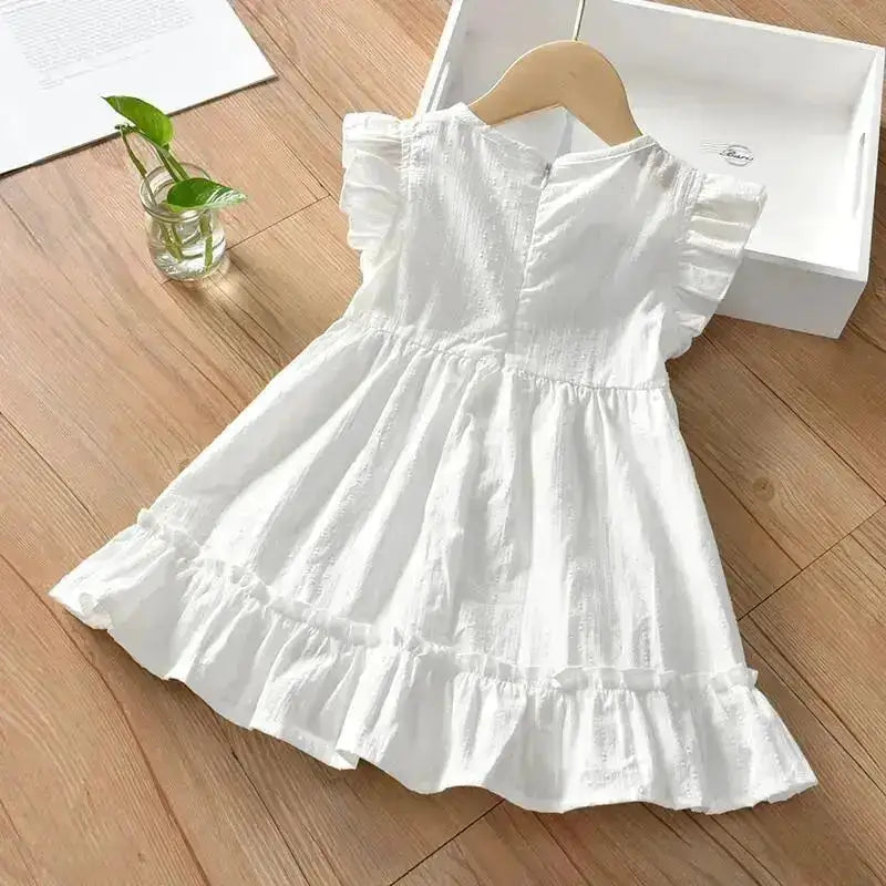 Girls Baby Dress Pure Cotton White Dress Summer Dress New Little Girl Sleeveless Thin Dress Children&