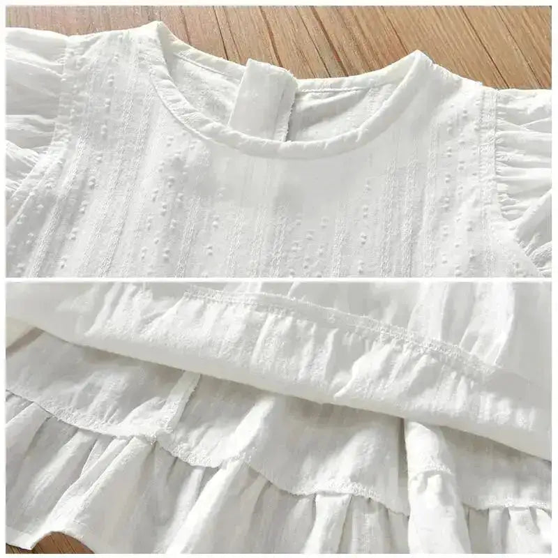Girls Baby Dress Pure Cotton White Dress Summer Dress New Little Girl Sleeveless Thin Dress Children&