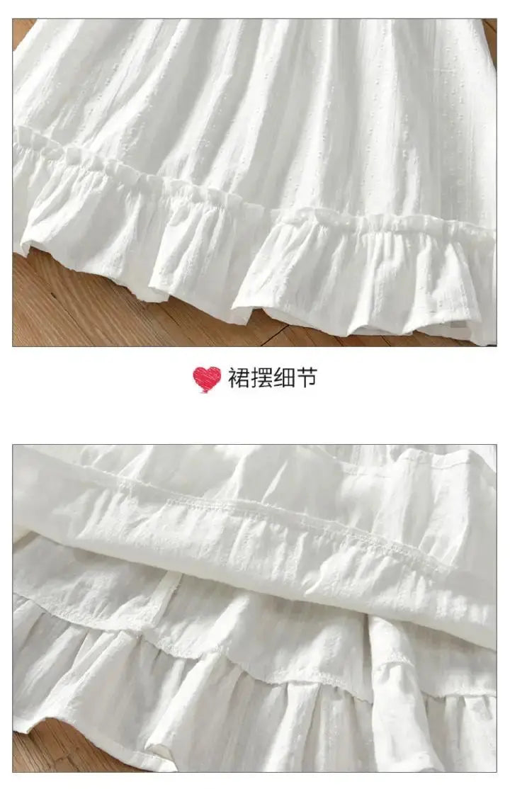 Girls Baby Dress Pure Cotton White Dress Summer Dress New Little Girl Sleeveless Thin Dress Children&