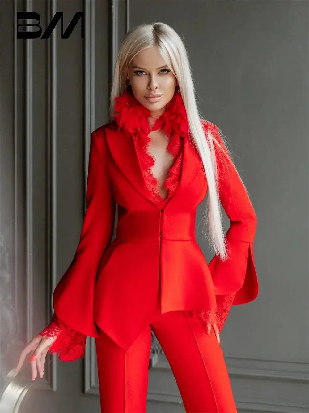 Romantic Lace Women Pant Suits Spring Summer Office Suit Formal Elegant Business Suits Wedding Tuxedo Blazer Customized Suits by Dropshipman